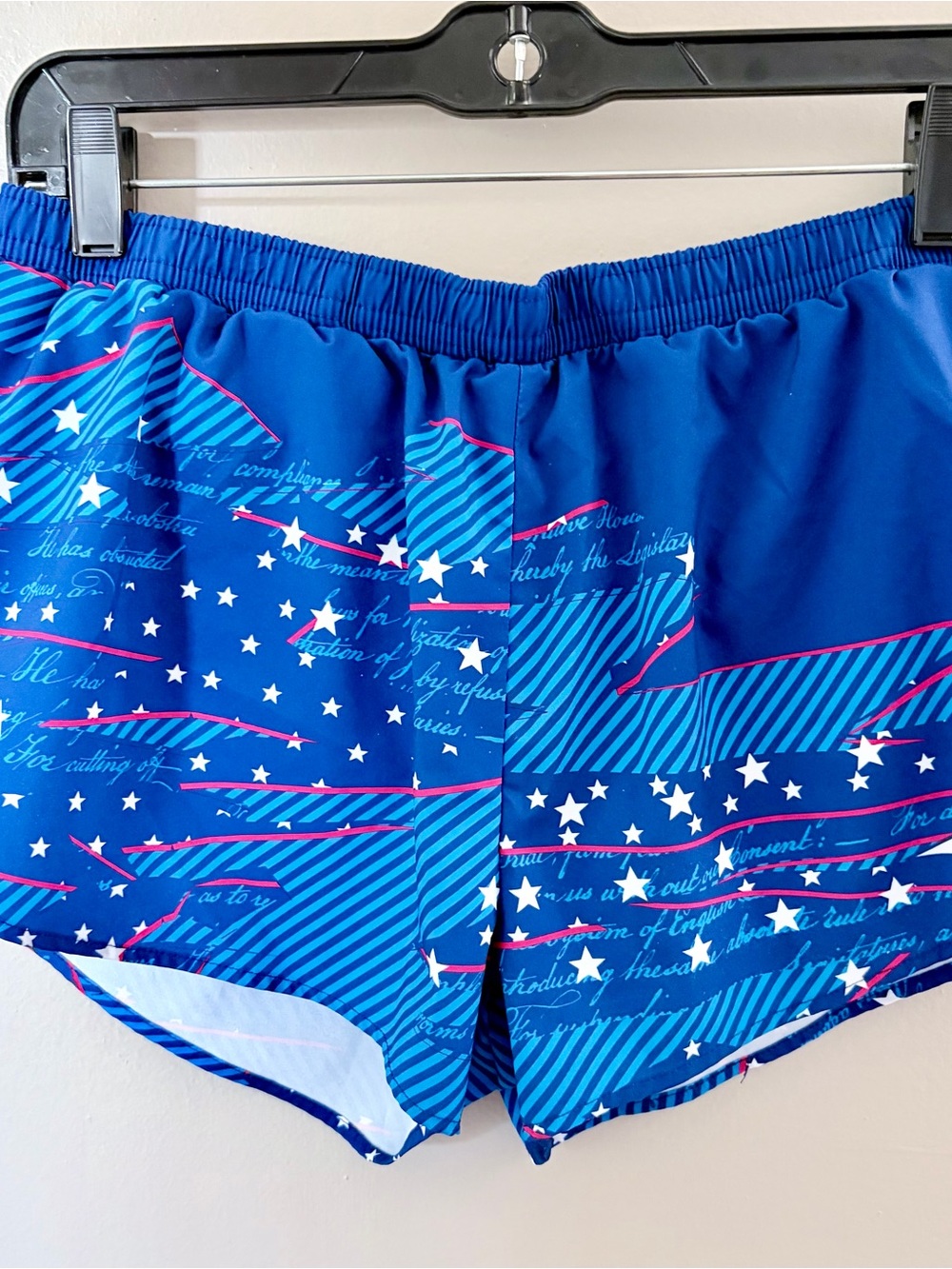Mizuno Women's Small Blue Patriotic Stars & Script Running Shorts